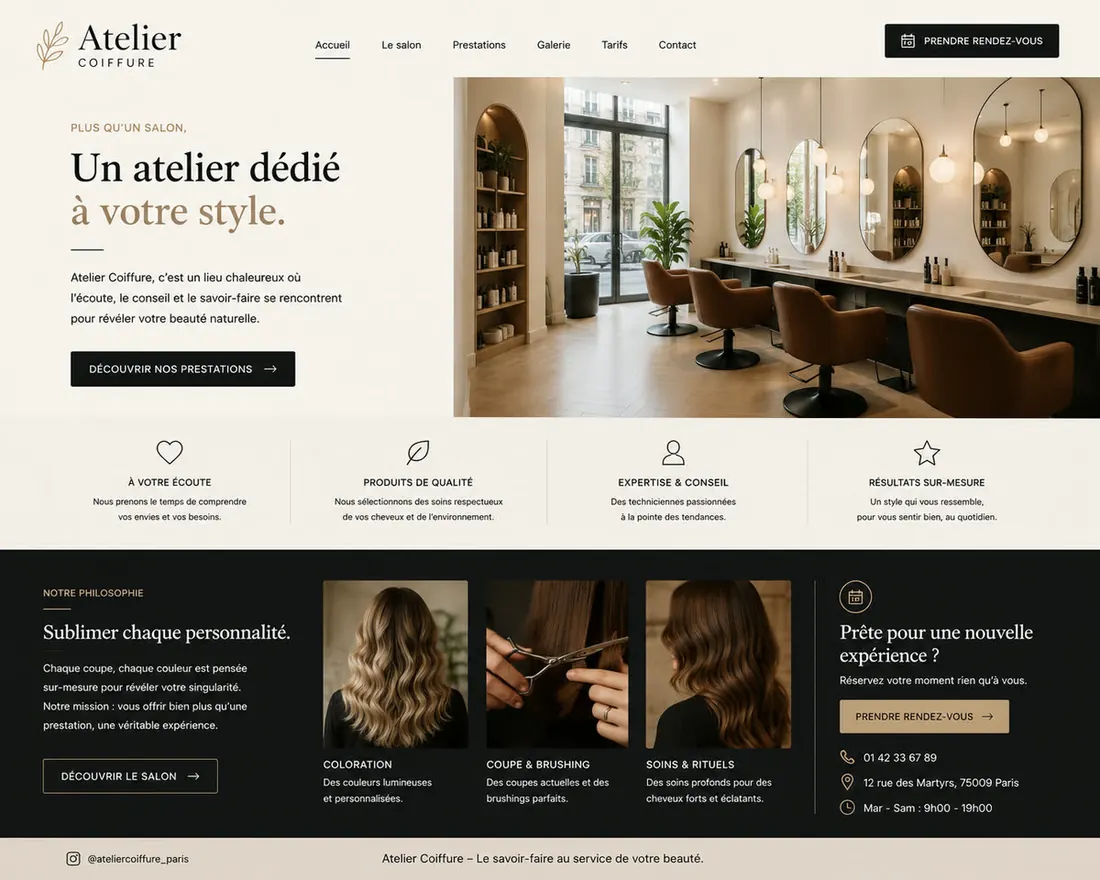 Exemple de site web créé par Studio MOZAYK